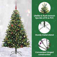 VidaXL Kunstkerstboom met scharnier 150 leds groen 150 cm pvc en pe - thumbnail
