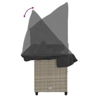 Ligbed met luifel en kussens poly rattanlichtgrijs - thumbnail