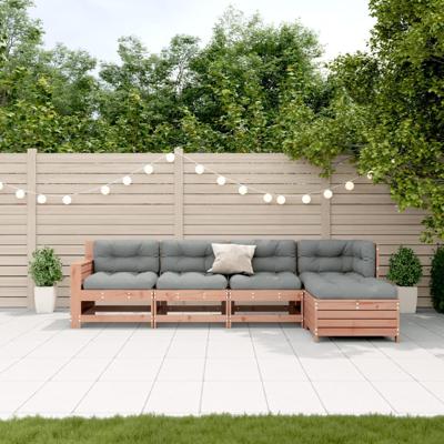 5-delige Loungeset met kussens massief douglashout