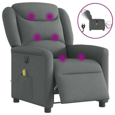 Massagestoel elektrisch verstelbaar stof donkergrijs