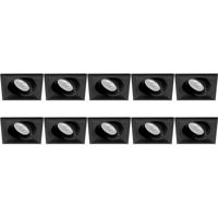 Spot Armatuur 10 Pack - Pragmi Qiundo Pro - GU10 Inbouwspot - Vierkant - Zwart - Aluminium - Kantelbaar - 80mm - thumbnail