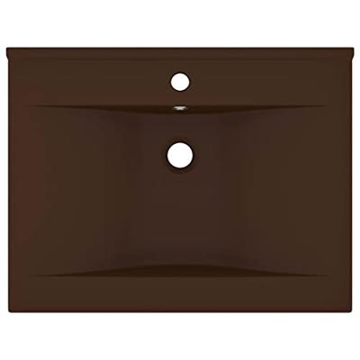 Wastafel met kraangat 60x46 cm keramiek mat donkerbruin