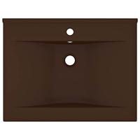 Wastafel met kraangat 60x46 cm keramiek mat donkerbruin - thumbnail