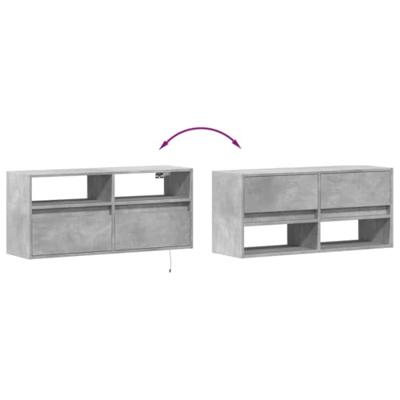 Tv-wandmeubel met LED-verlichting 100x31x45 cm betongrijs