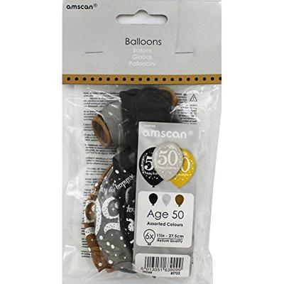 Ballonnen 50 Jaar Happy Birthday Zilver, Goud En Zwart