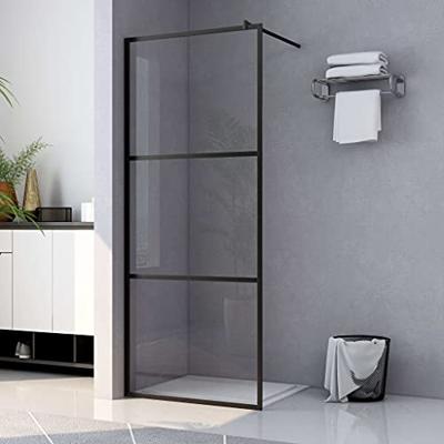 Inloopdouchewand transparant 90x195 cm ESG-glas zwart