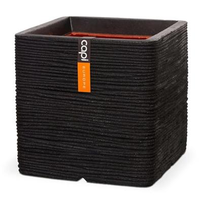 Capi Pot Vierkant Rib NL 30x30 cm - Zwart - thumbnail