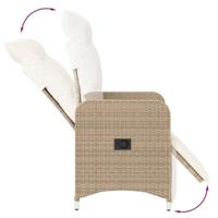 Tuinstoelen 2 st verstelbaar met tafel poly rattan beige - thumbnail