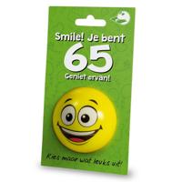 Stressbal Smile Je bent 65 Geniet ervan - thumbnail