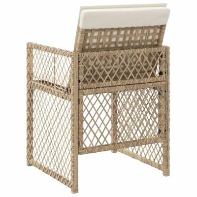 Tuinstoelen 4 st met kussens poly rattan beige - thumbnail
