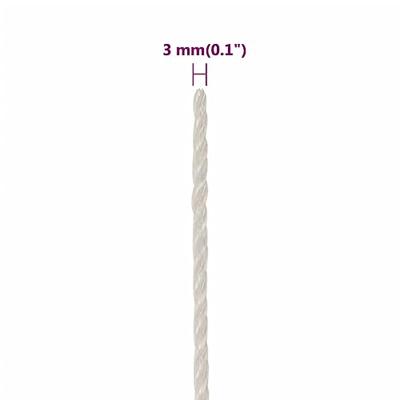 Werktouw 3 mm 50 m polypropeen wit