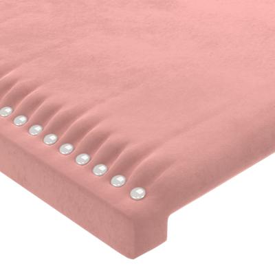 Hoofdbord met randen 163x16x78/88 cm fluweel roze - thumbnail