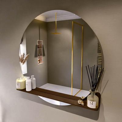 MONDIAZ SPOT spiegel rond 100cm met Spiegelplanchet kleur Rust.