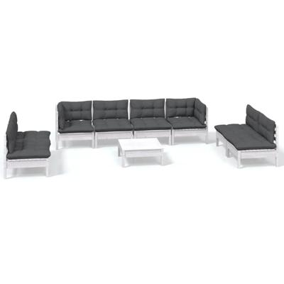 9-delige Loungeset met kussens massief grenenhout - thumbnail
