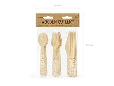 Houten Bestek Woodland Sterren Goud (18st)