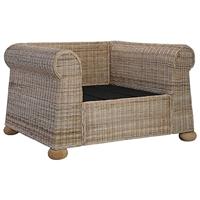 Fauteuil met kussens natuurlijk rattan - thumbnail