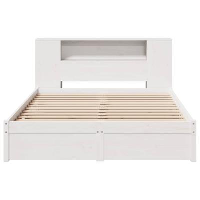 Bed met boekenkast zonder matras grenenhout wit 150x200 cm - thumbnail