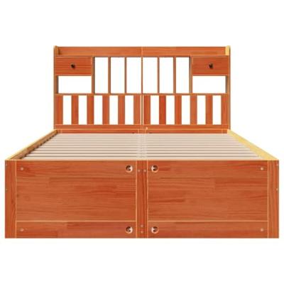 Bed met boekenkast zonder matras grenenhout wasbruin 150x200 cm