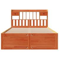 Bed met boekenkast zonder matras grenenhout wasbruin 150x200 cm - thumbnail