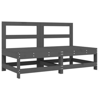 Tuinmiddenbanken 2 st massief grenenhout grijs - thumbnail