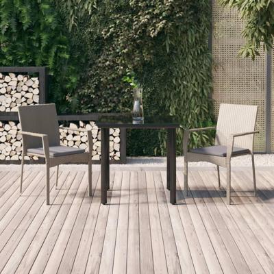 3-delige Tuinset met kussens poly rattan zwart en grijs