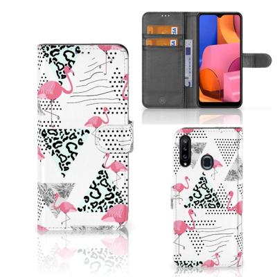 Samsung Galaxy A20s | Telefoonhoesje | Met pasjeshouder | Flamingo Triangle