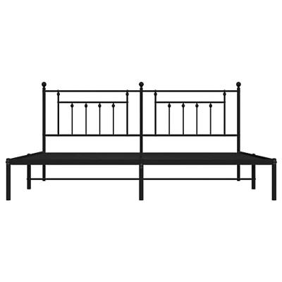 Bedframe met hoofdbord metaal zwart 193x203 cm