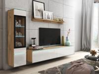 Tv-meubel set VITTORIO 4 deuren wotan eik/hoogglans wit - thumbnail