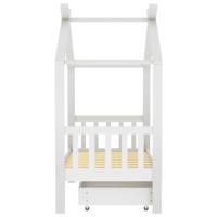 Kinderbedframe met lade massief grenenhout 70x140 cm wit - thumbnail