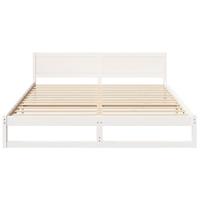 Bedframe met hoofdeinde Wit 180 x 200 cm Massief grenenhout - thumbnail