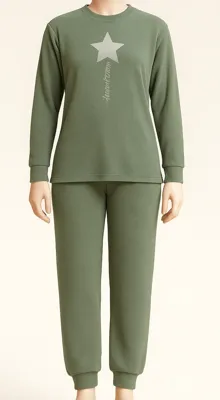 Badstof dames pyjama - Stars - Warme winter pyjama met boordjes