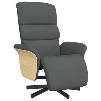 Fauteuil verstelbaar met voetensteun stof donkergrijs