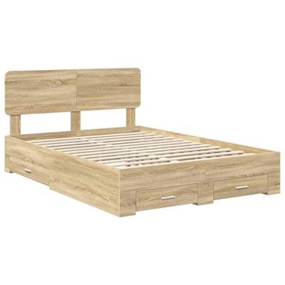 Bedframe met hoofdeinde Sonoma Eiken 140 x 200 cm Bewerkt hout