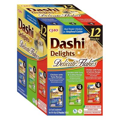 INABA Dashi Delights Delicate flakes Tuna mix - nat kattenvoer - 12x40g