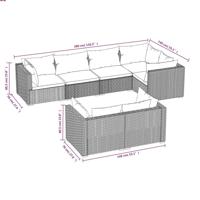 7-delige Loungeset met kussens poly rattan zwart - thumbnail