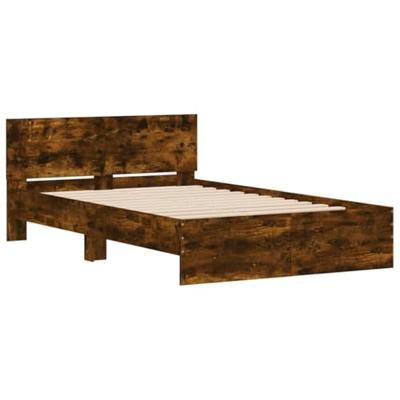 Bedframe met hoofdeinde en LED gerookt eikenkleurig 140x190 cm