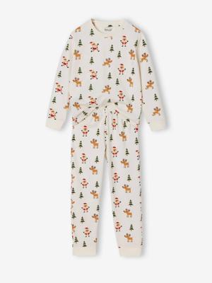 Kerst pyjama met all-over print voor jongens ecru