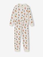 Kerst pyjama met all-over print voor jongens ecru - thumbnail