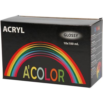 Creativ Company Acrylverf glossy, diverse kleuren, 10x100 ml/ 1 doos