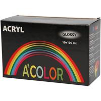 Creativ Company Acrylverf glossy, diverse kleuren, 10x100 ml/ 1 doos - thumbnail