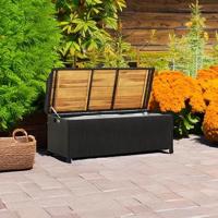 Tuinopbergbank 120 cm poly rattan zwart - thumbnail