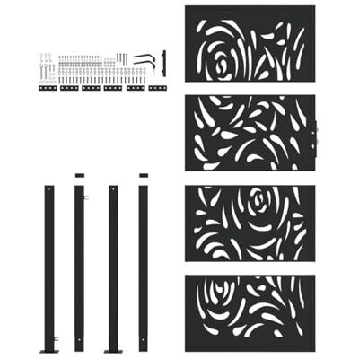 Poort met vlamontwerp 105x205 cm staal zwart Poort met vlamontwerp 105x205 cm staal zwart