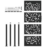 Poort met vlamontwerp 105x205 cm staal zwart - thumbnail