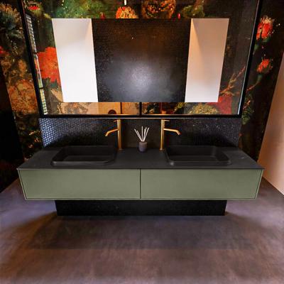 Badkamermeubelset Mondiaz Erin 200 cm met 2 Lades met RIDGE Wastafel Dubbel Urban met 2 kraangaten Greeploos Mat Army Badkamermeubelset Mondiaz Erin 200 cm met 2 Lades met RIDGE Wastafel Dubbel Urban met 2 kraangaten Greeploos Mat Army