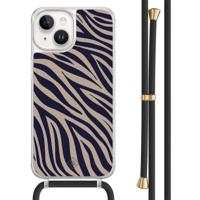 iPhone 14 hoesje met zwart koord - Chevron navy - thumbnail