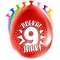 Party Ballonnen Hoera 9 Jaar - 8 Stuks - thumbnail