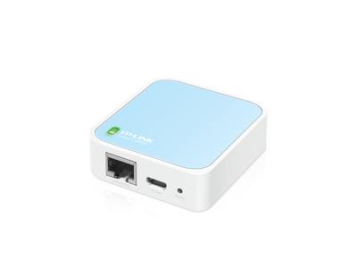 TP-Link TL-WR802N N300 WLAN Nano Router (draagbaar, accesspoint, tv-adapter, repeater, router, client, 300 Mbit/s (2,4GHz), media, FTP server), blauw/wit