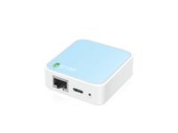 TP-Link TL-WR802N N300 WLAN nano-router (draagbaar, accesspoint, tv-adapter, repeater, router, client, 300 Mbit/s (2,4 GHz), Media, FTP server), blauw/wit - thumbnail
