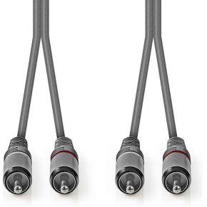 Nedis Stereo-Audiokabel | 2x RCA Male | 2x RCA Male | 5 m | 1 stuks - COTH24200GY50 COTH24200GY50