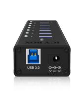 ICY BOX IB-AC618, 7 Port USB 3.2 Gen 1 Hub mit 1x Tablettladeport, mit 12V 3A Netzteil 70418 USB-hub 7 poorten USB-A USB 3.0 5 GBit/s Met aluminium behuizing - thumbnail